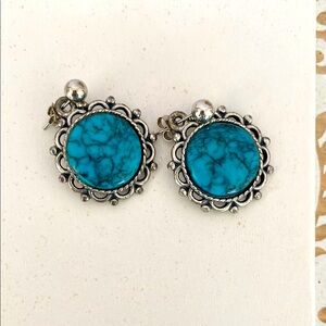 Vintage Turquoise Silver Earrings
